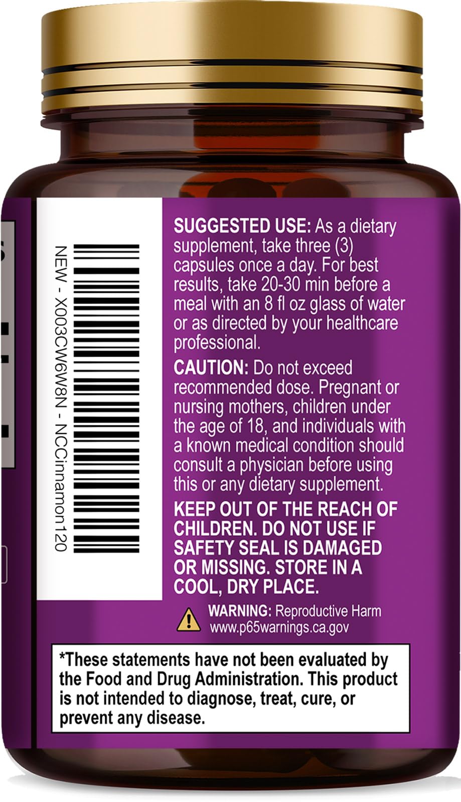 Nature's Choice Ceylon Cinnamon Capsules 1800mg packaging details