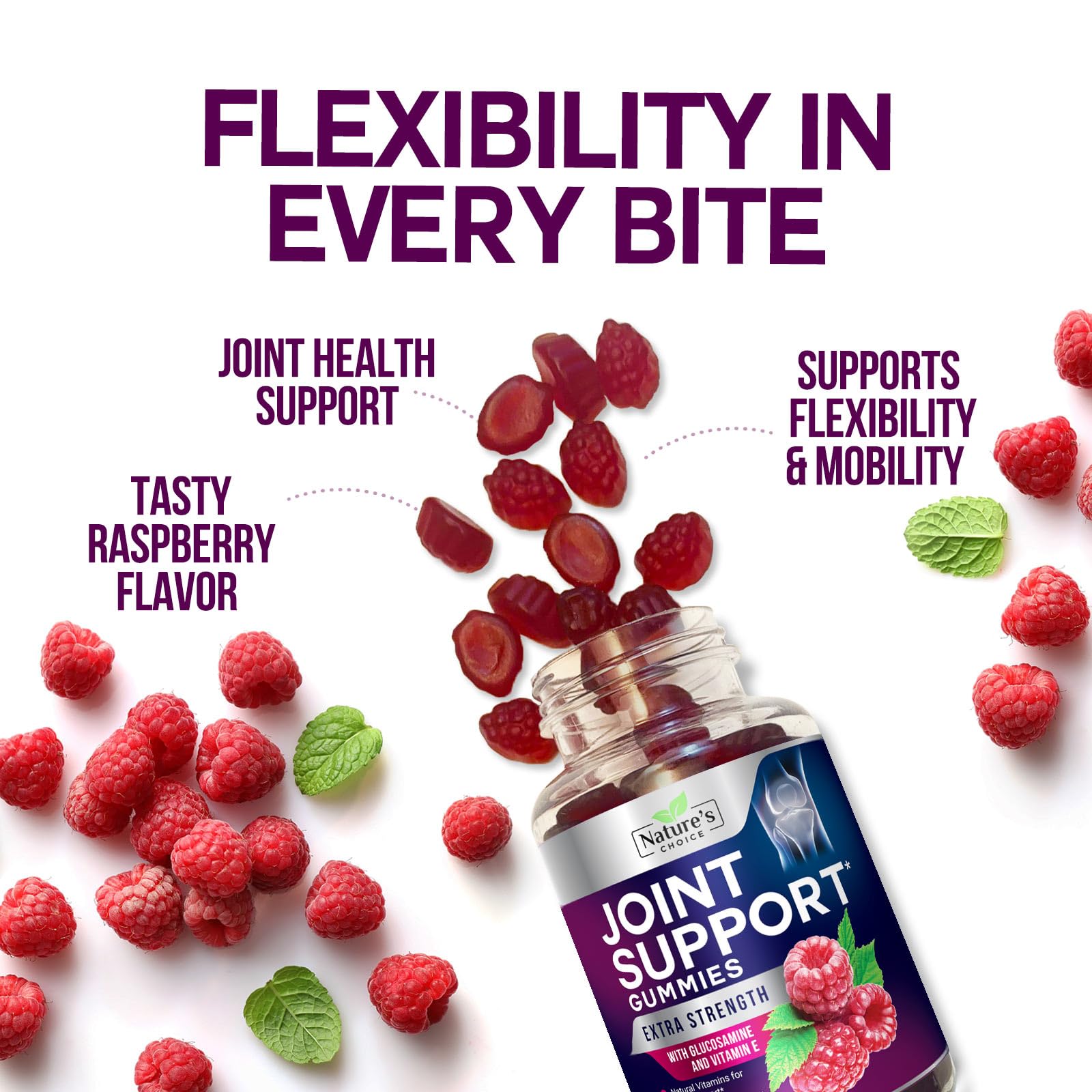 Nature's Choice Joint Support Gummies in a bowl