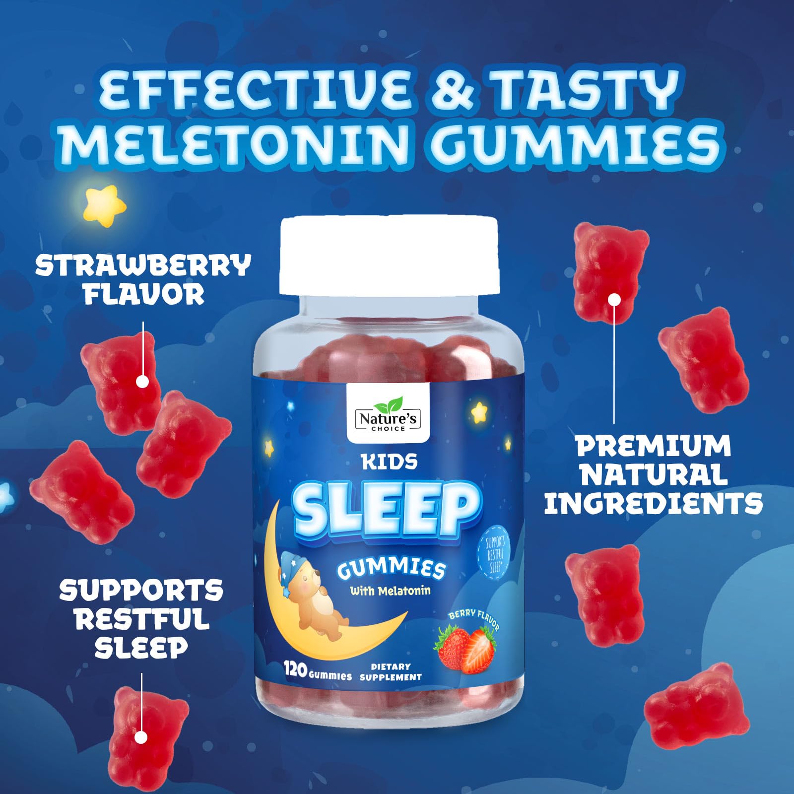 Nature's Choice Kids Melatonin Gummies back view