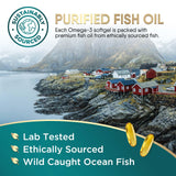 Nature's Choice Omega-3 Fish Oil Triple Strength 2400mg softgel on a wooden table