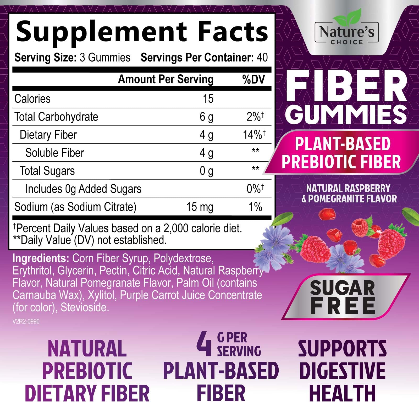 Nature's Choice Sugar-Free Fiber Gummies close-up of gummies