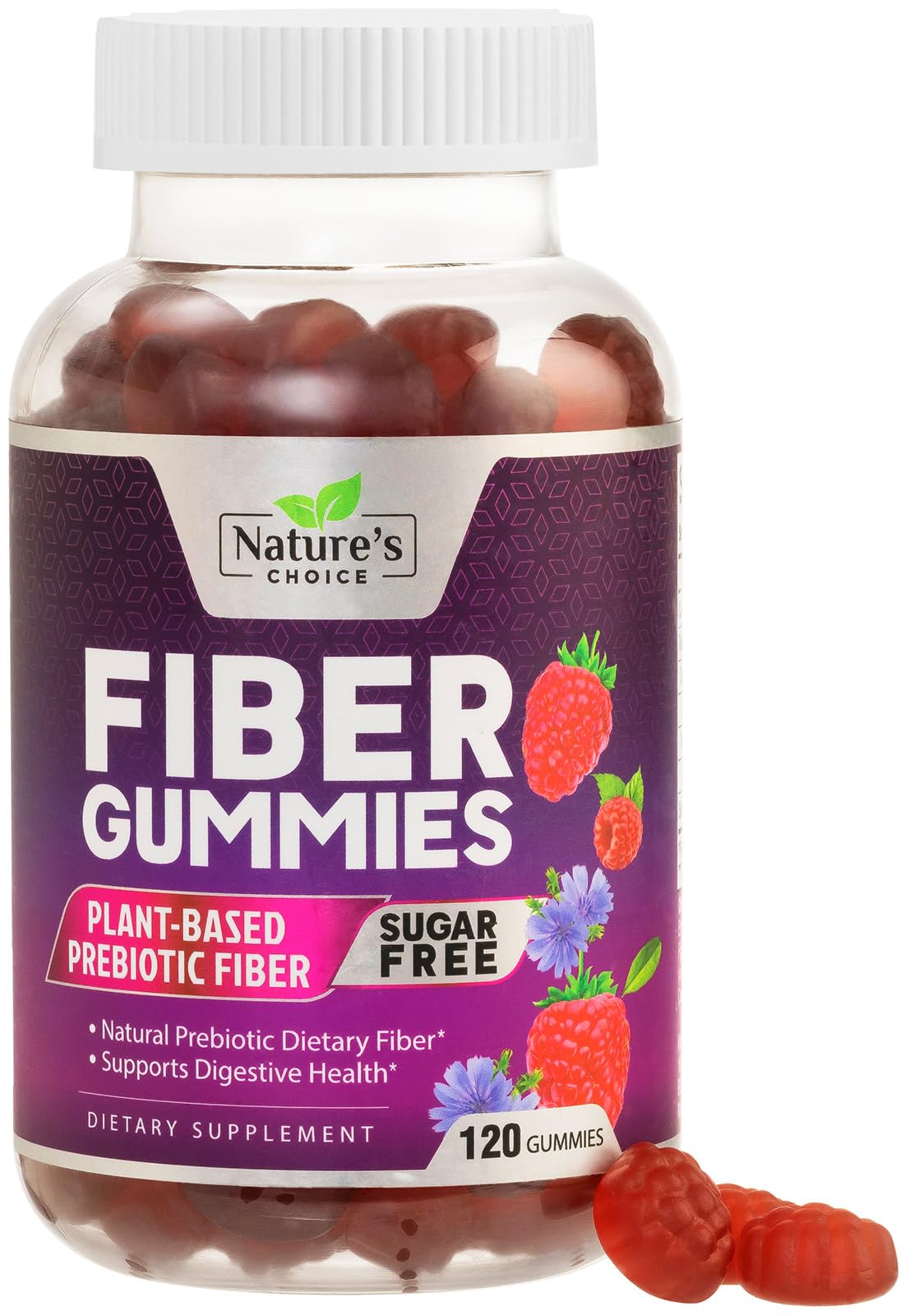 Nature's Choice Sugar-Free Fiber Gummies front view with packaging