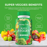 Nature's Core Fruit and Veggies Supplement capsule on a wooden table