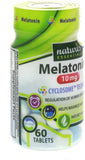 NATURE'S ESSENTIALS Melatonin 10mg Bi-Layer Sleep Supplement with a glass of water