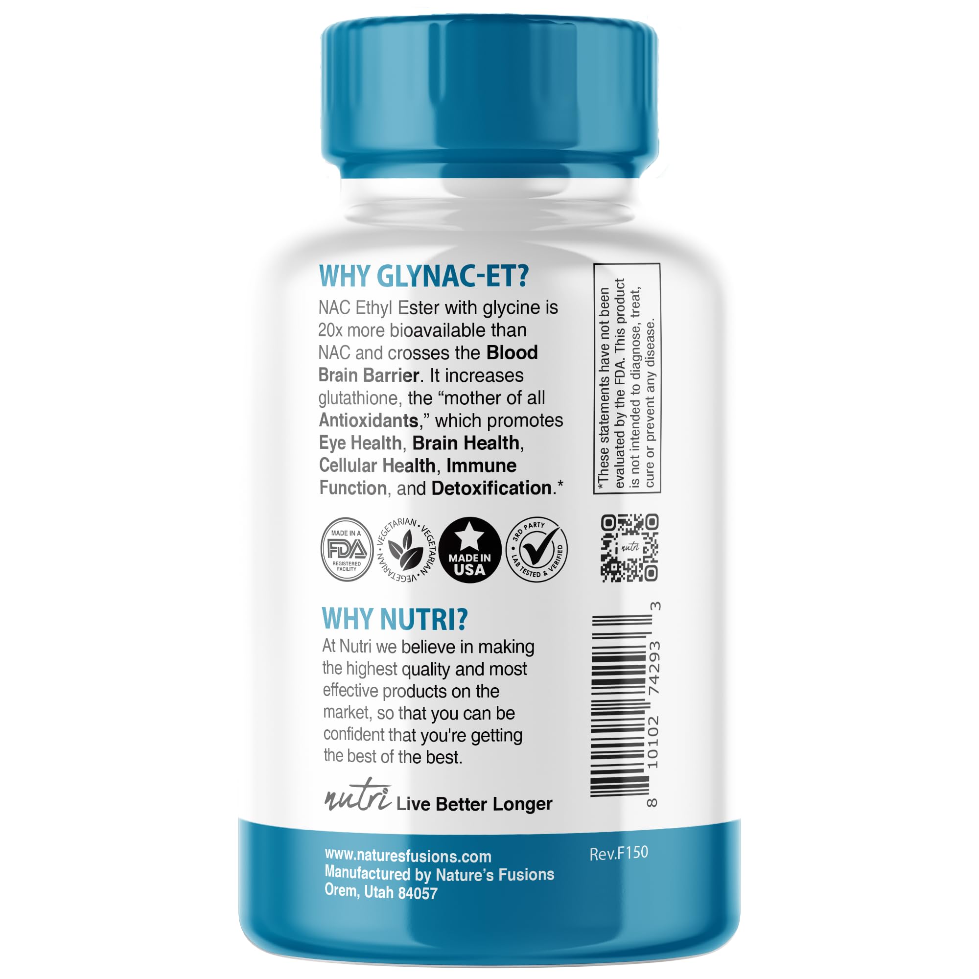 Nature's Fusions Acetyl-L-Carnitine 375mg supplement ingredients list