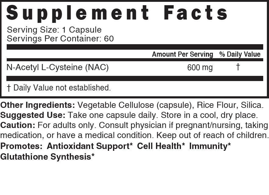 Nature's Fusions Acetyl-L-Carnitine 600mg capsule bottle side view