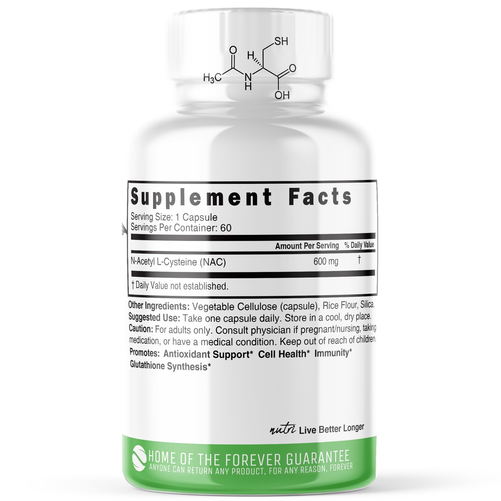 Nature's Fusions Acetyl-L-Carnitine 600mg capsules with a glass of water