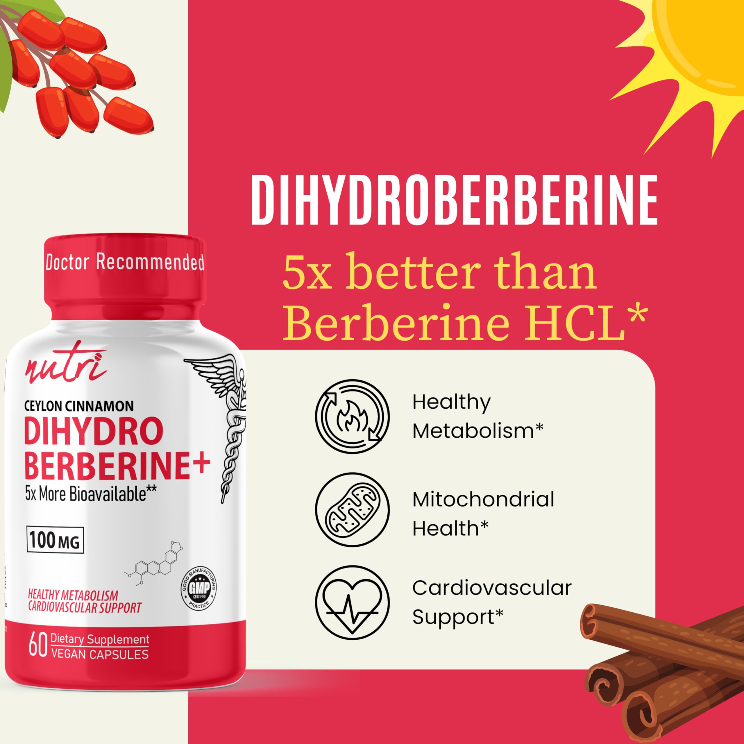Nature's Fusions Dihydroberberine 64g nutritional information