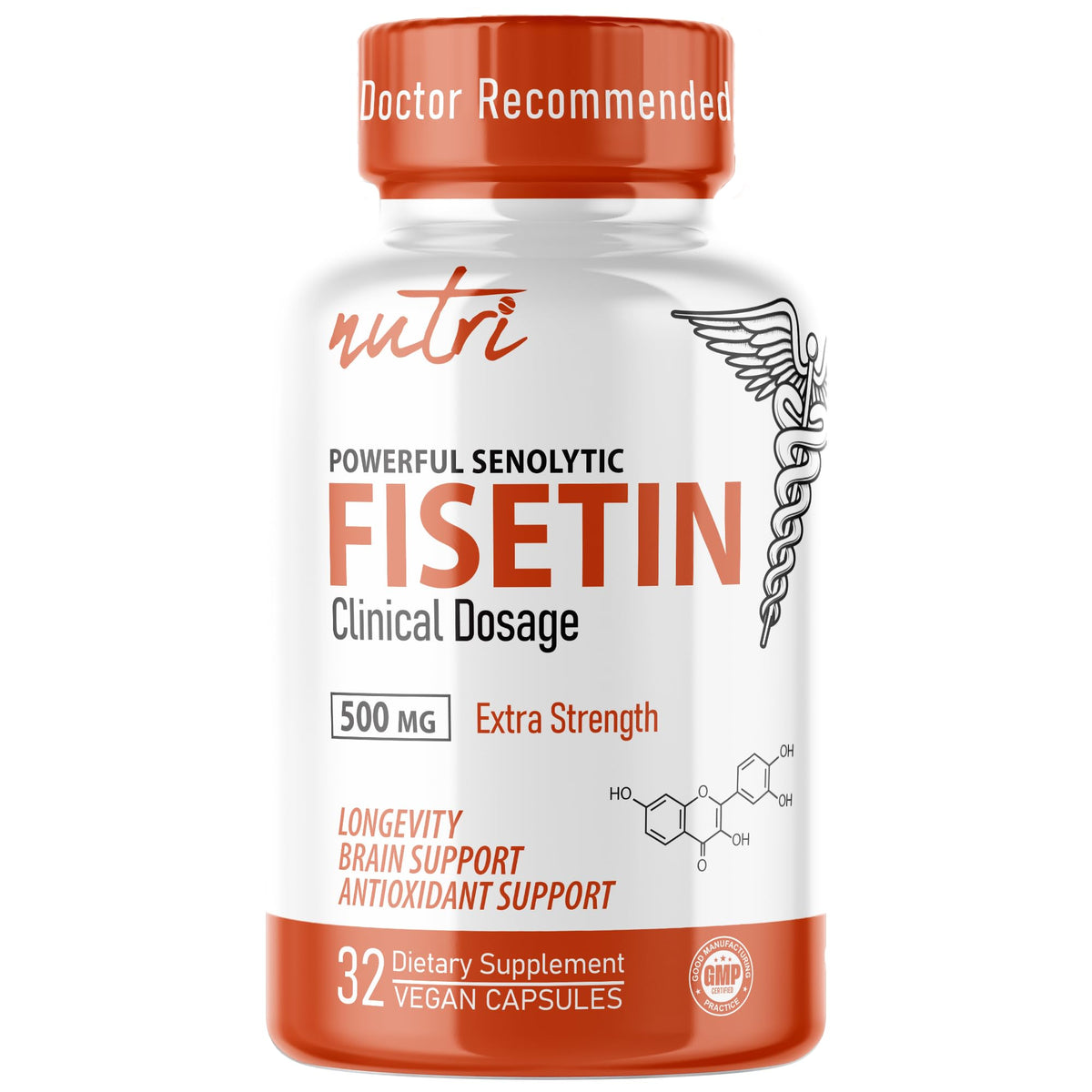 Nature's Fusions Fisetin 500mg supplement front view