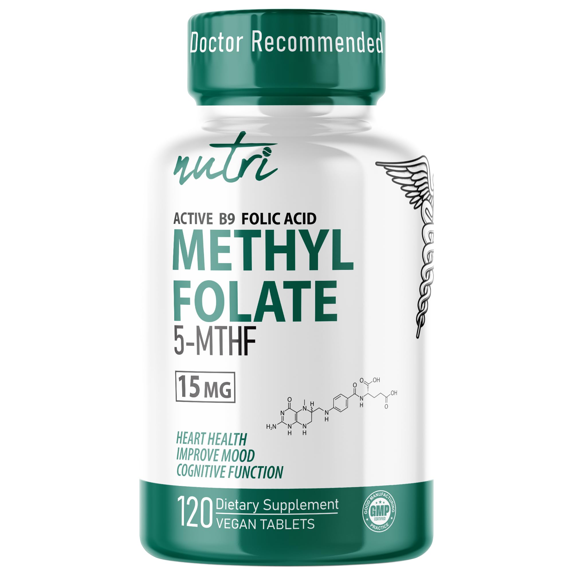 Nature's Fusions Methylated Folate 15MG 120 Vegan Tablets front view
