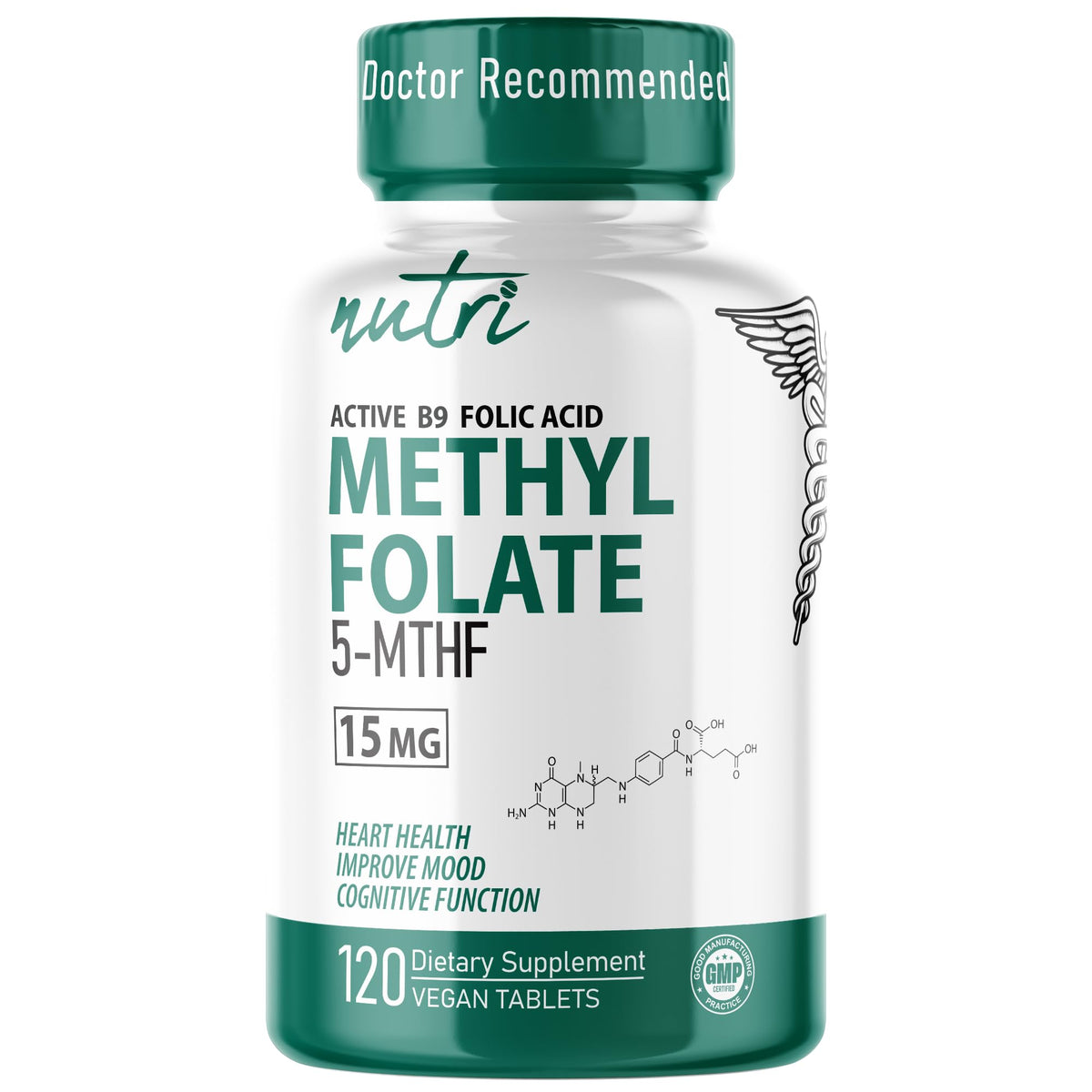Nature's Fusions Methylated Folate 15MG 120 Vegan Tablets front view