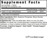 Nature's Fusions Methylated Folate 15MG label details