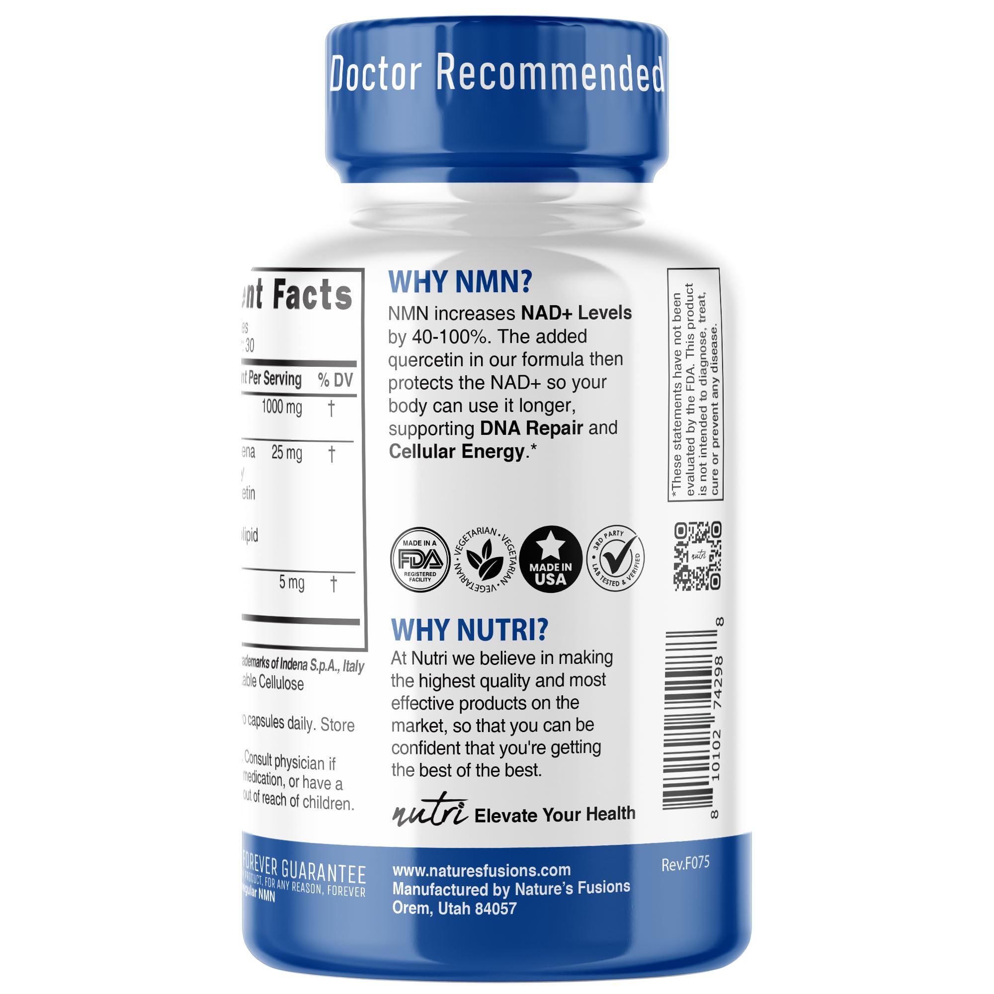 Nature's Fusions NMN Supplement 68g on a wooden table