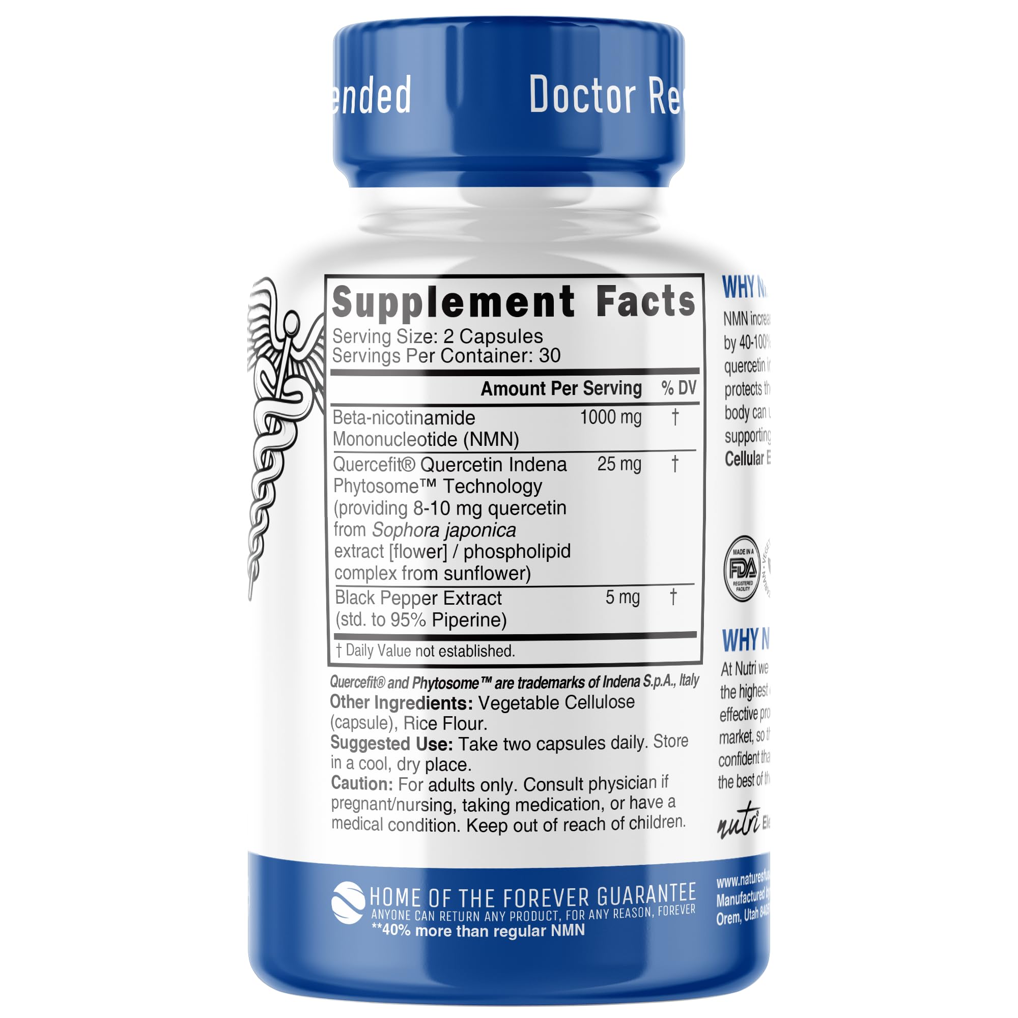 Nature's Fusions NMN Supplement 68g side view with label