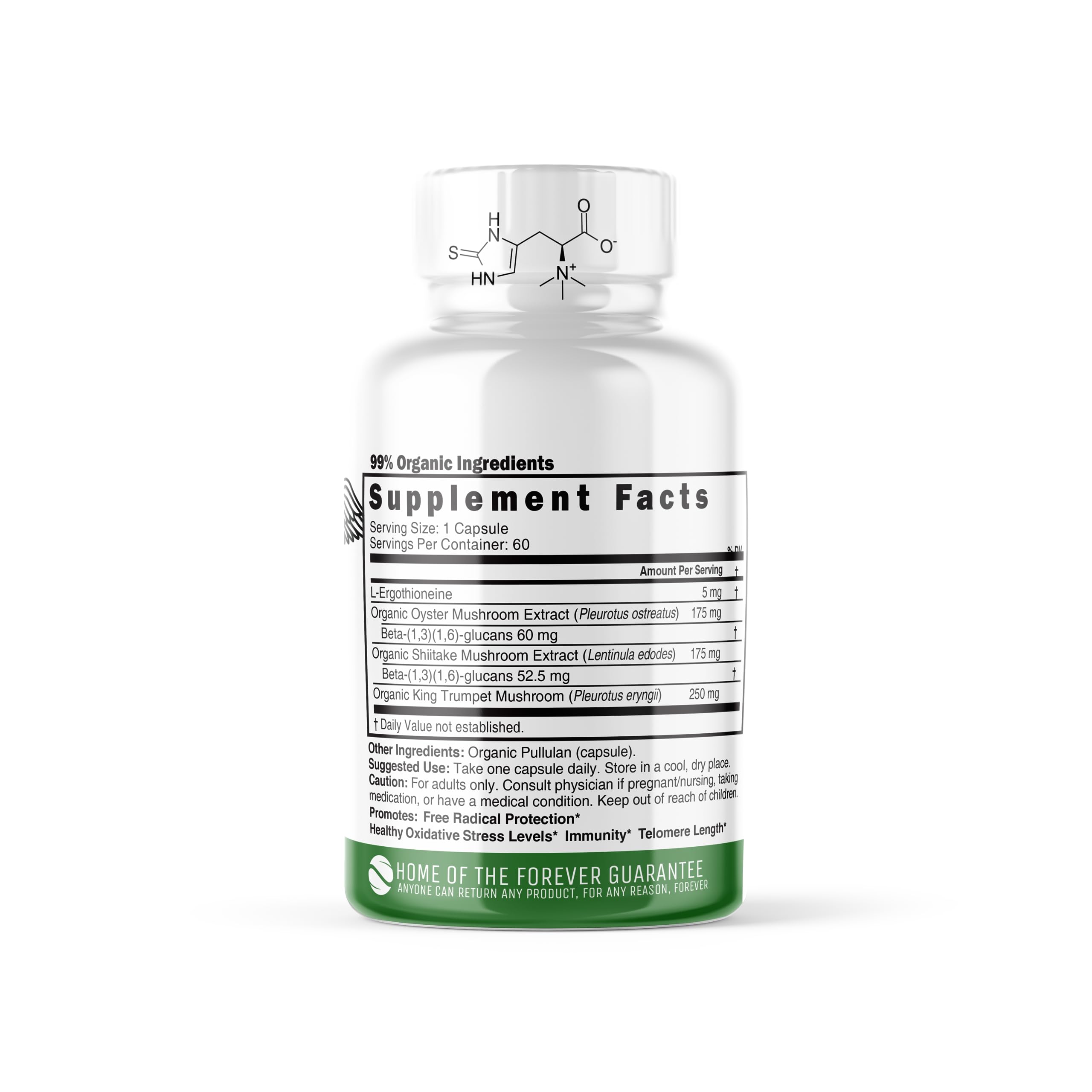 Nature's Fusions Nutri L-Ergothioneine Mushroom Complex capsules close-up