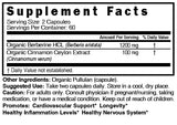 Nature's Fusions Organic Berberine with Ceylon Cinnamon ingredients list