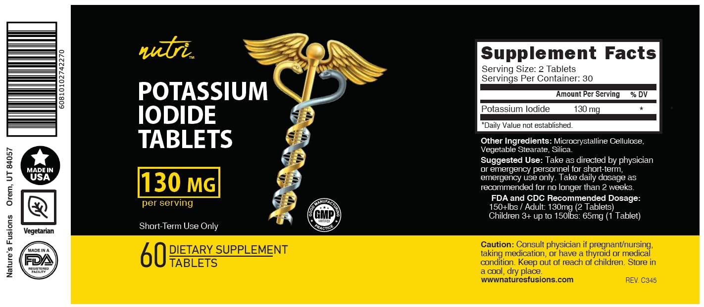 Nature's Fusions Potassium Iodide Tablets 130mg ingredients list