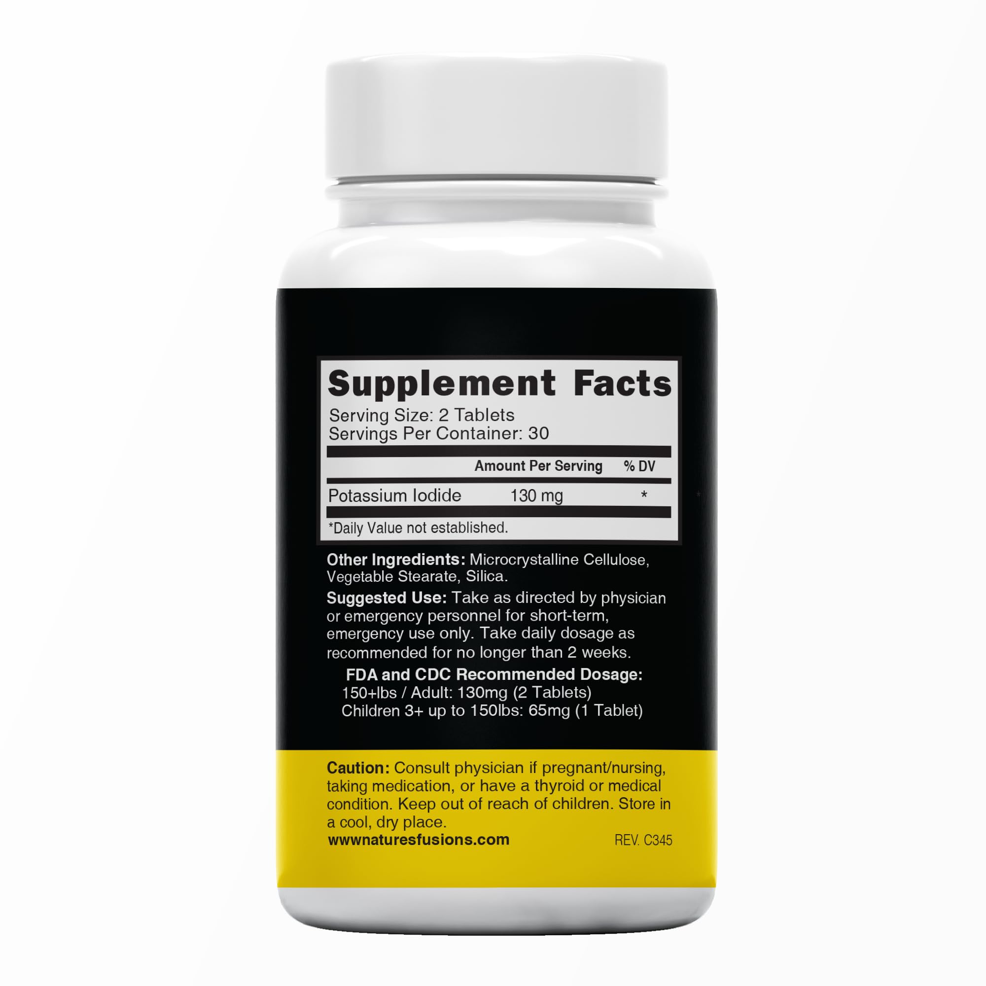 Nature's Fusions Potassium Iodide Tablets 130mg side view