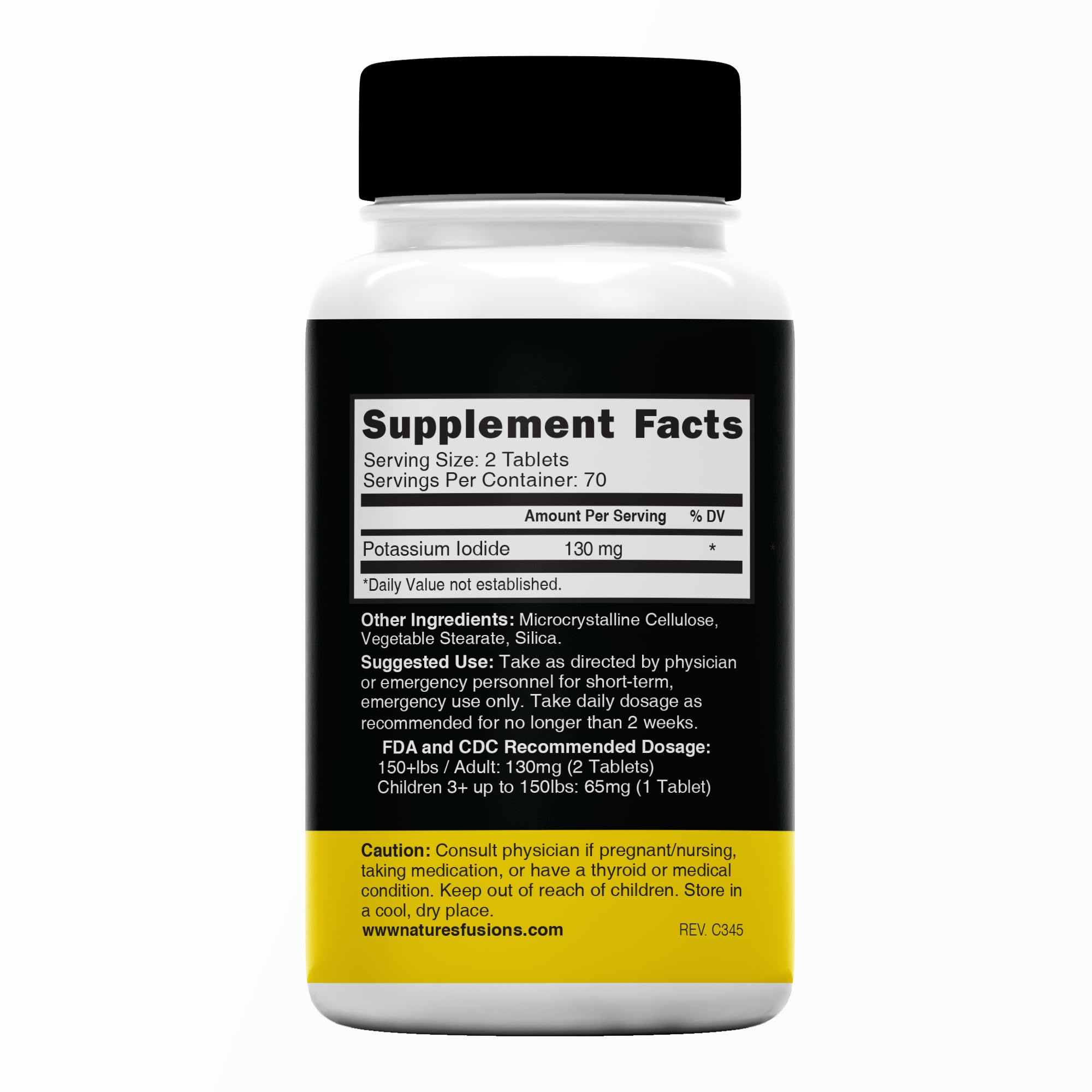 Nature's Fusions Potassium Iodide Tablets 130mg side view