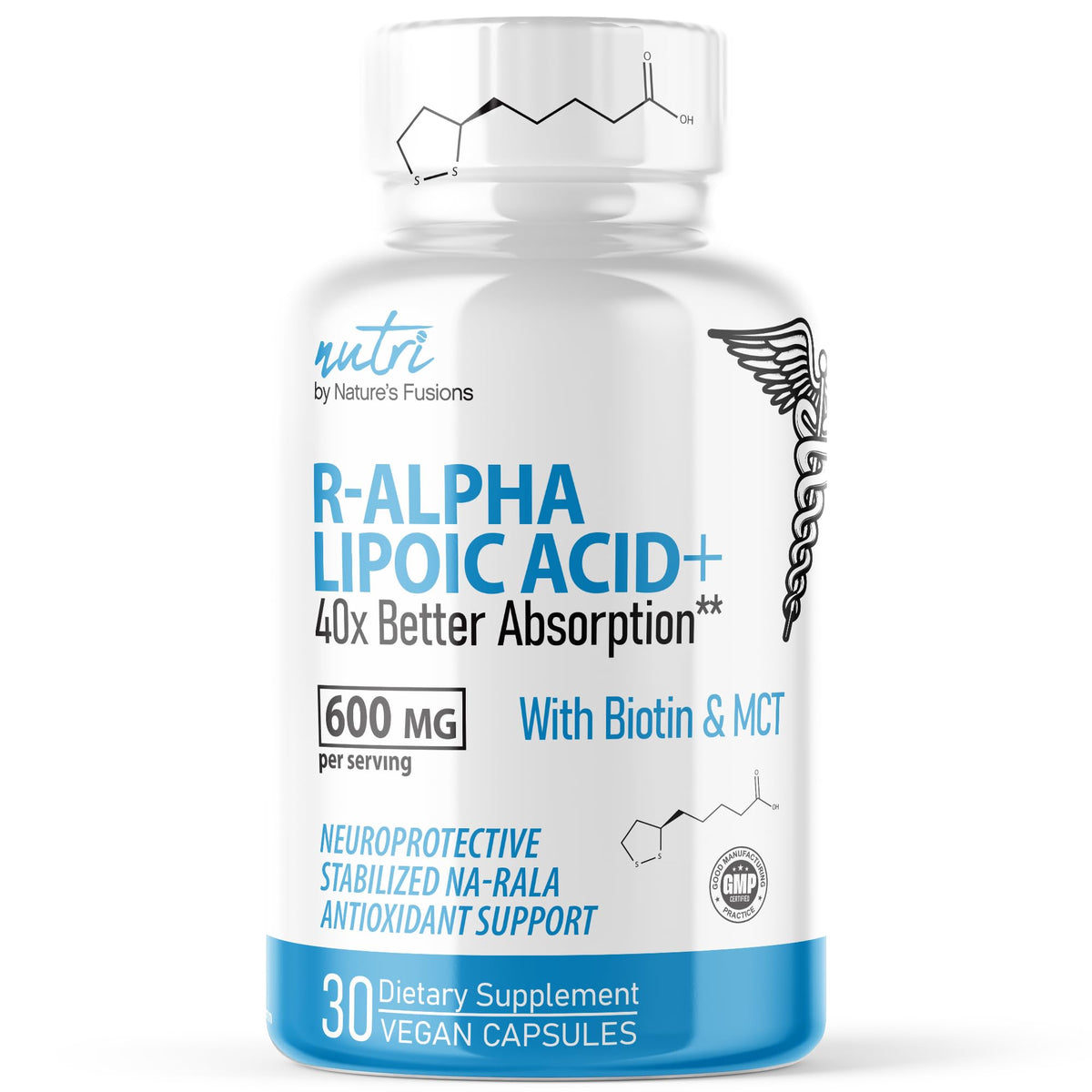 Nature's Fusions R Alpha Lipoic Acid 600mg capsules front view