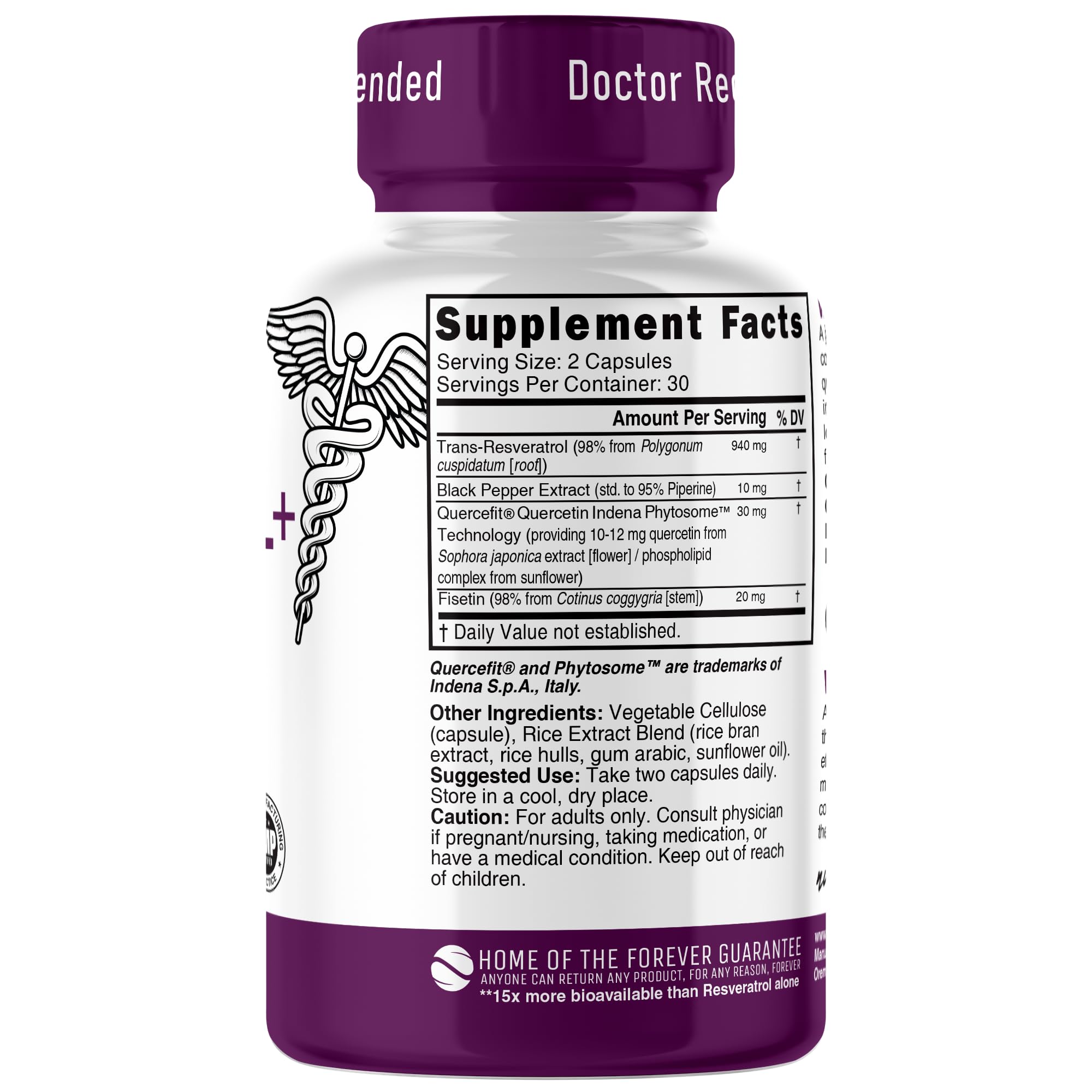 Nature's Fusions Resveratrol+ 1000mg supplement side view