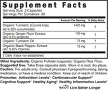 Nature's Fusions Turmeric Curcumin back view of packaging with nutrition facts