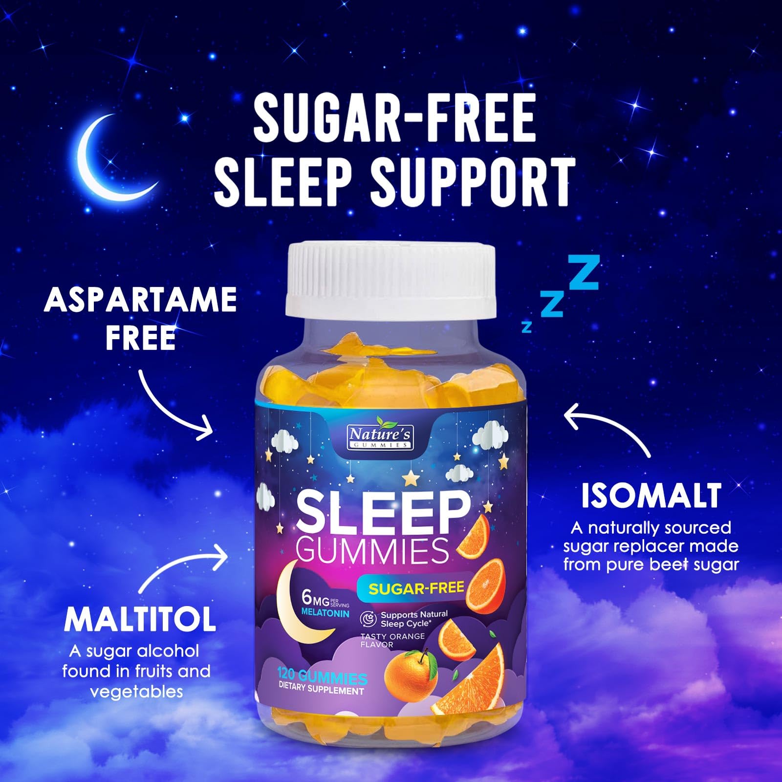 Nature's Gummies Sleep Gummies 6mg Melatonin in a bowl