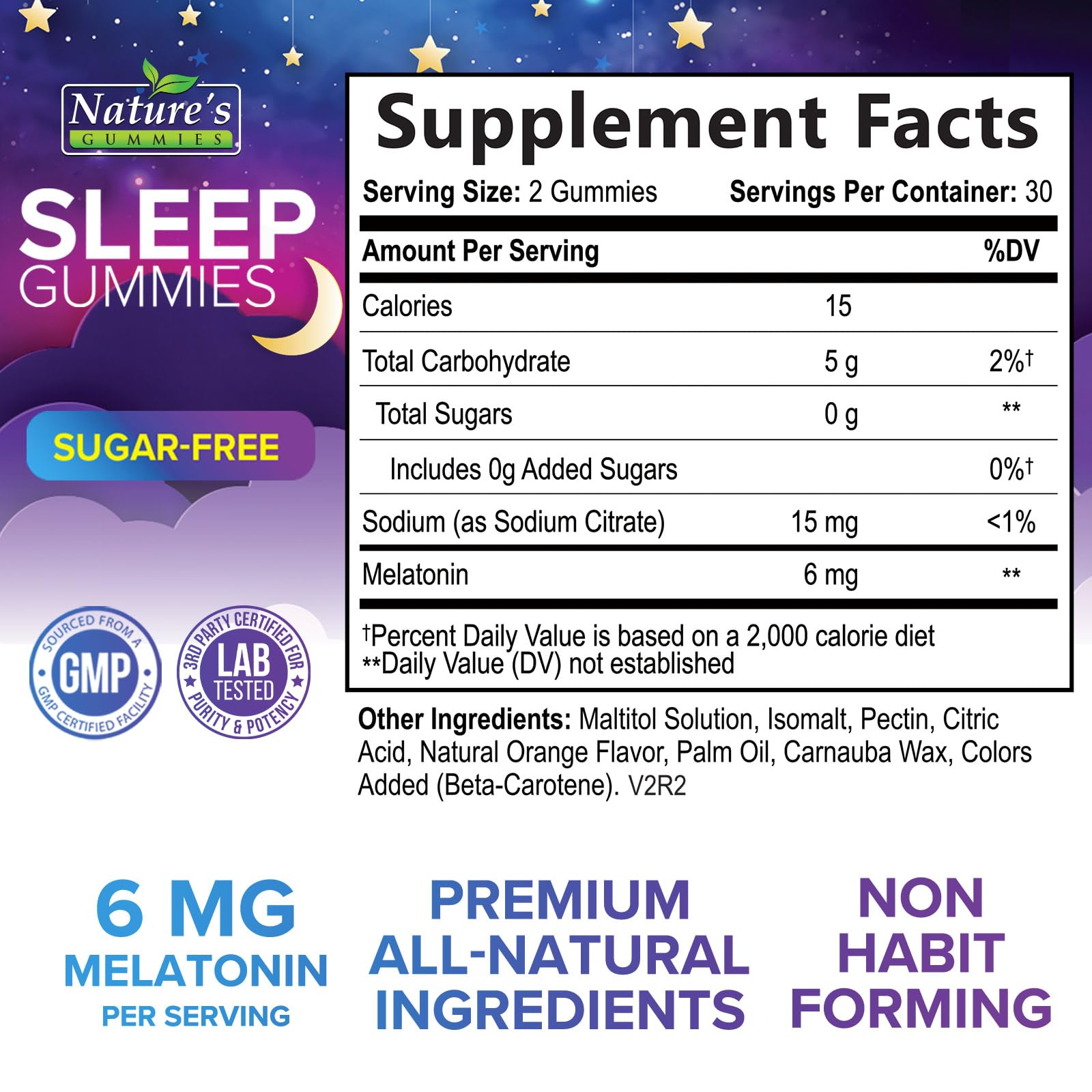 Nature's Gummies Sleep Gummies 6mg Melatonin side view
