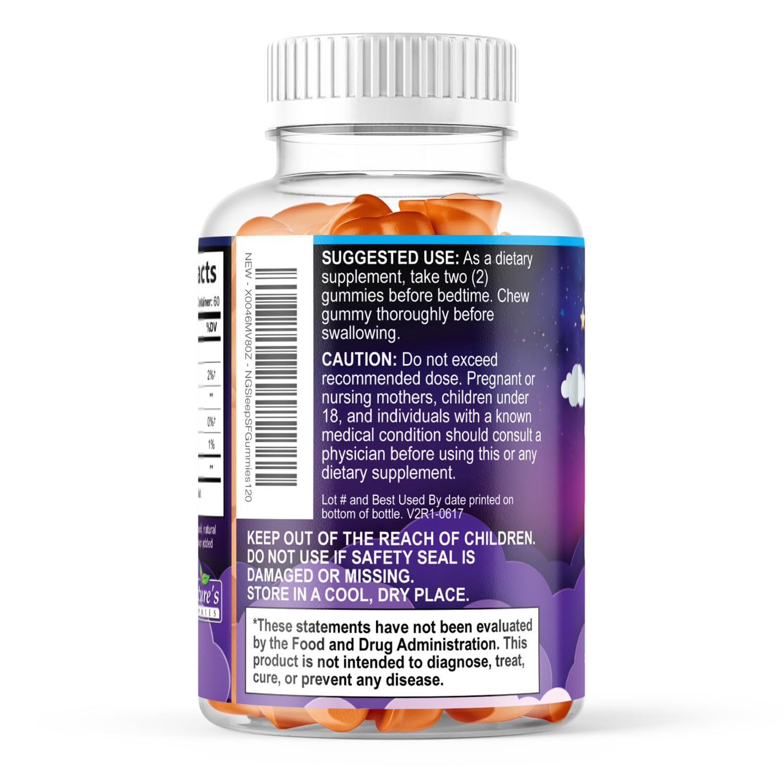 Nature's Gummies Sleep Gummies 6mg Melatonin with natural ingredients background