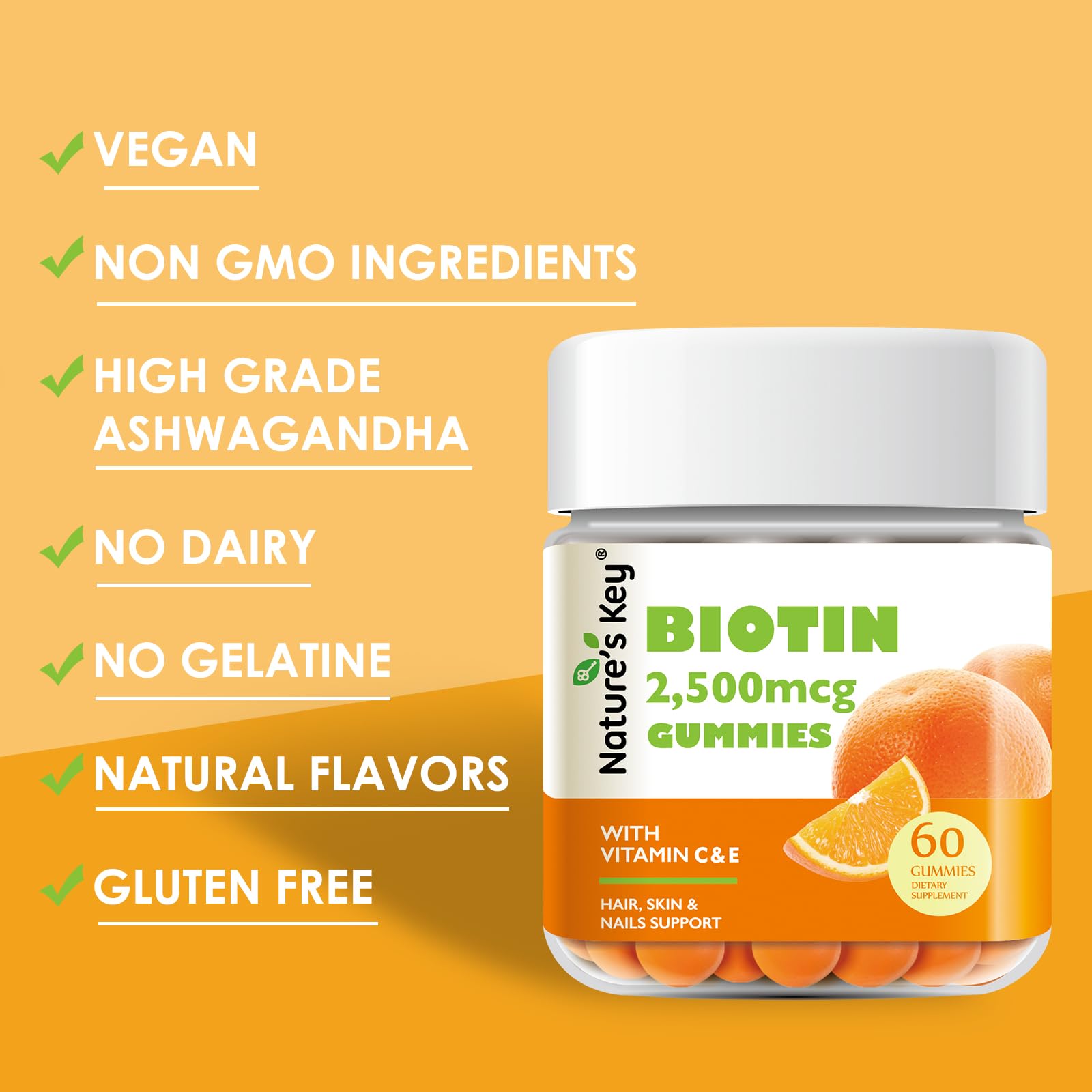 Nature's Key Chewable Biotin Gummies on a wooden table