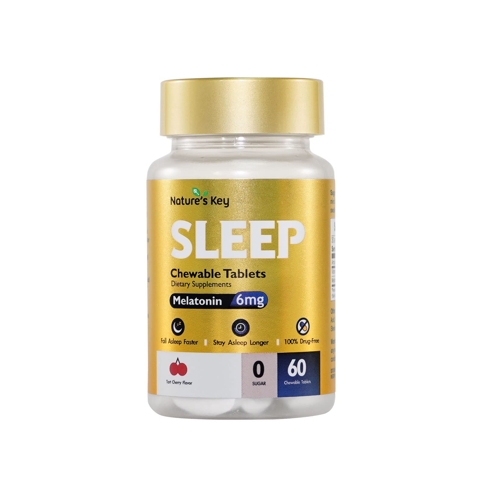 Nature's Key Melatonin 6mg chewable tablets front view