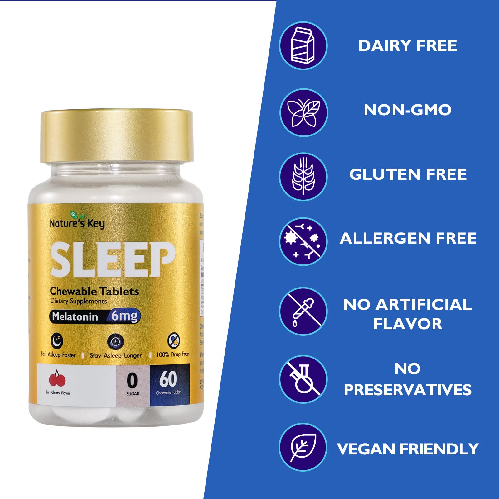 Nature's Key Melatonin 6mg tablet bottle with cap open