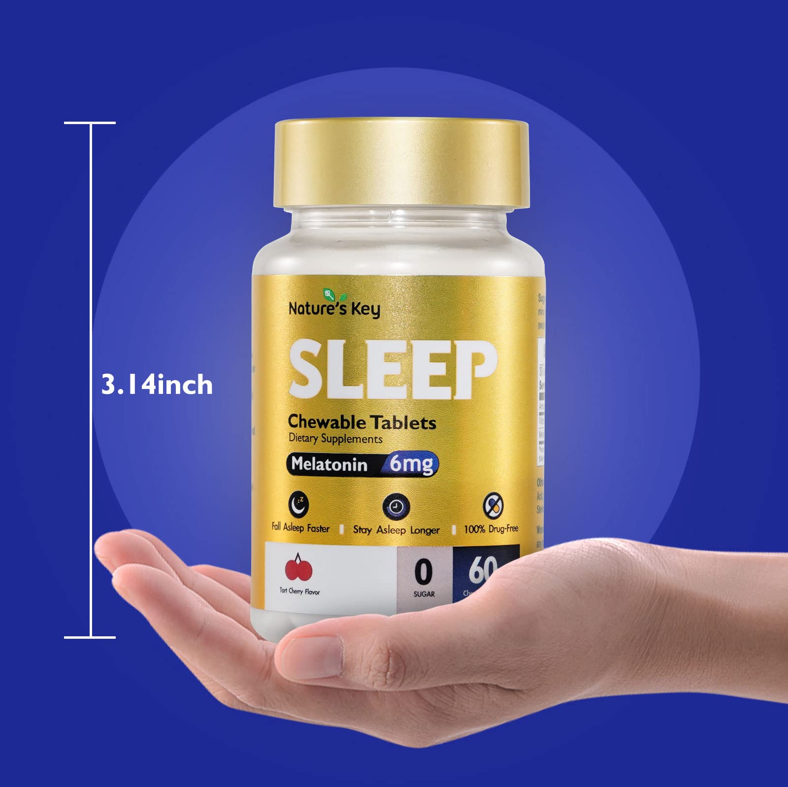 Nature's Key Melatonin 6mg tablets with tart cherry flavour
