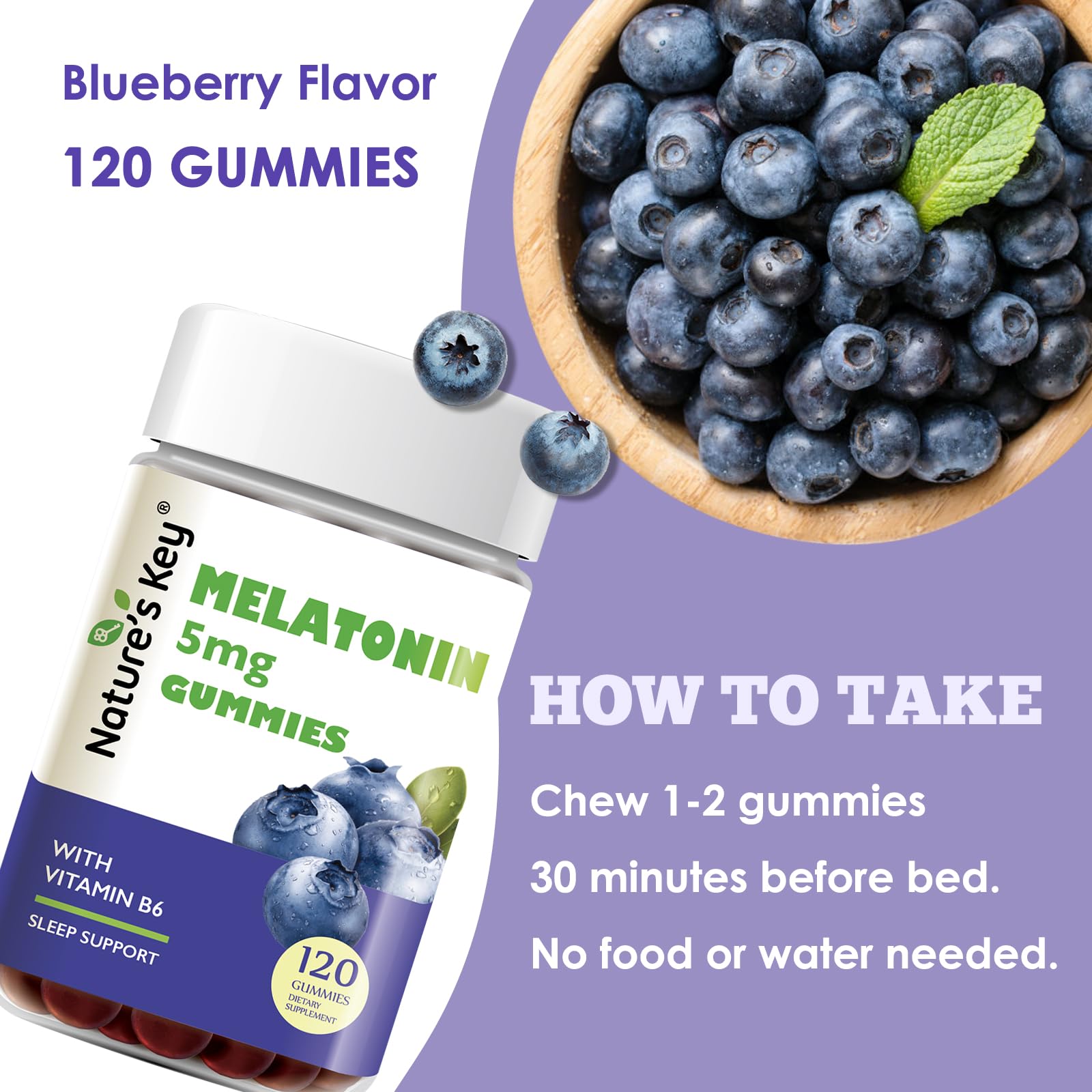 Nature's Key Melatonin Gummies 5mg close-up of gummies