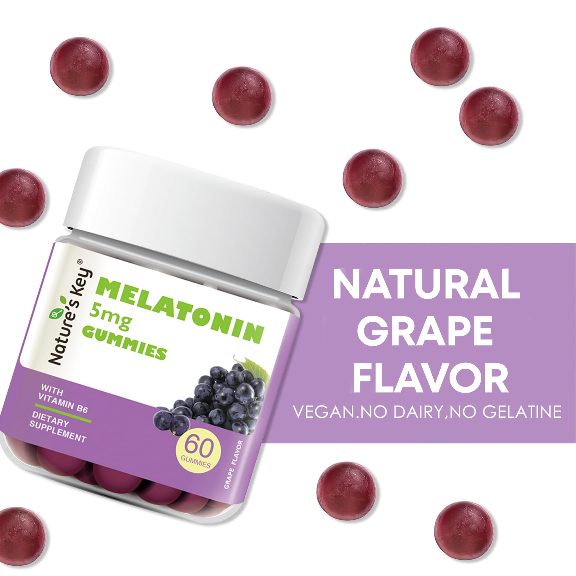 Nature's Key Melatonin Gummies 5mg displayed with other supplements