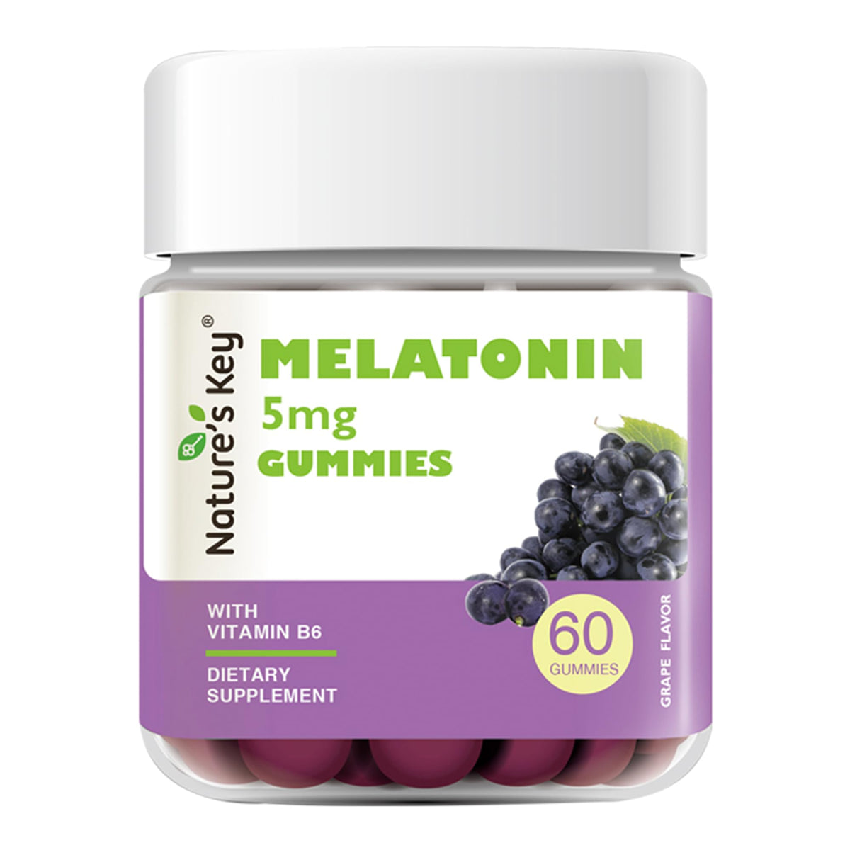 Nature's Key Melatonin Gummies 5mg front view packaging
