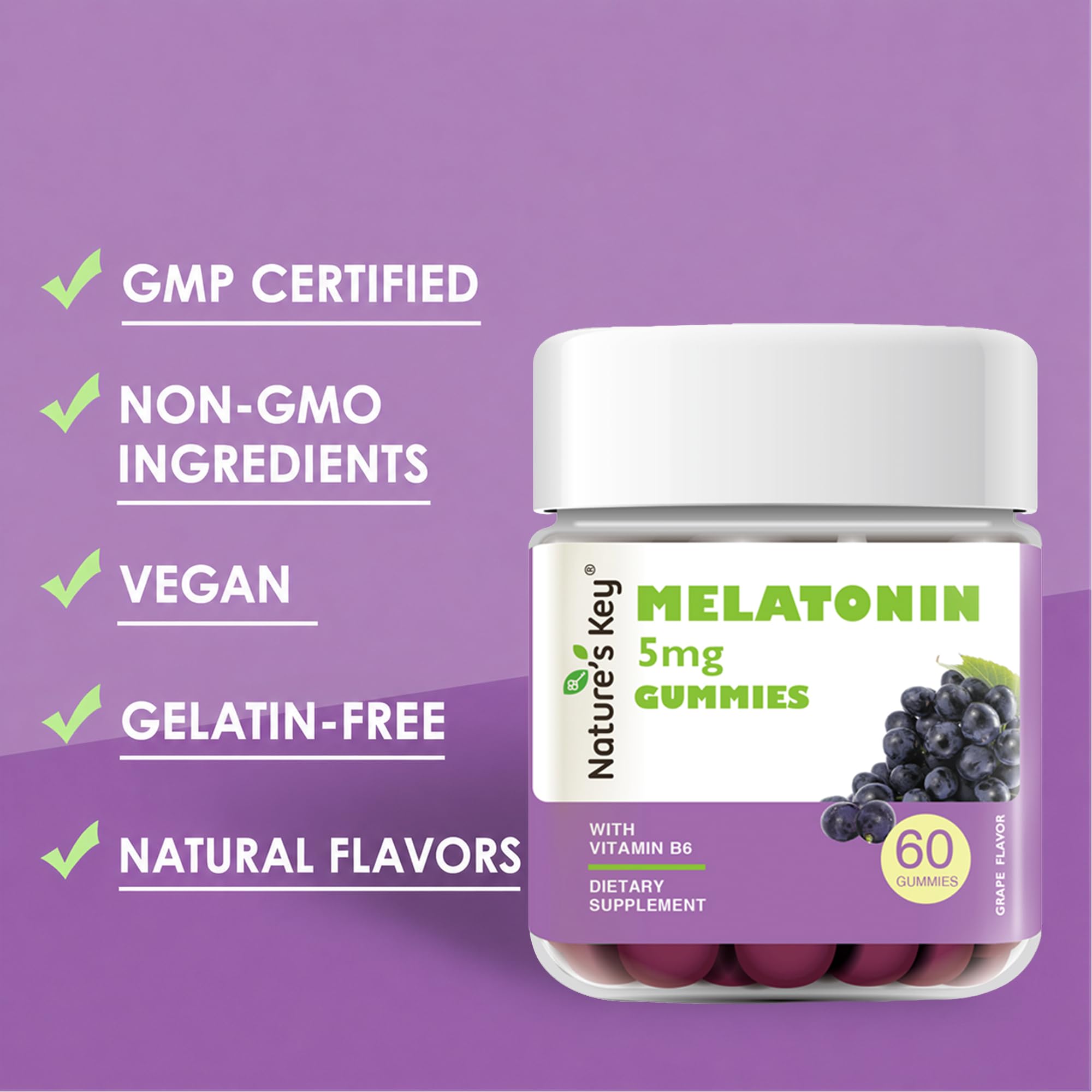Nature's Key Melatonin Gummies 5mg open container with gummies