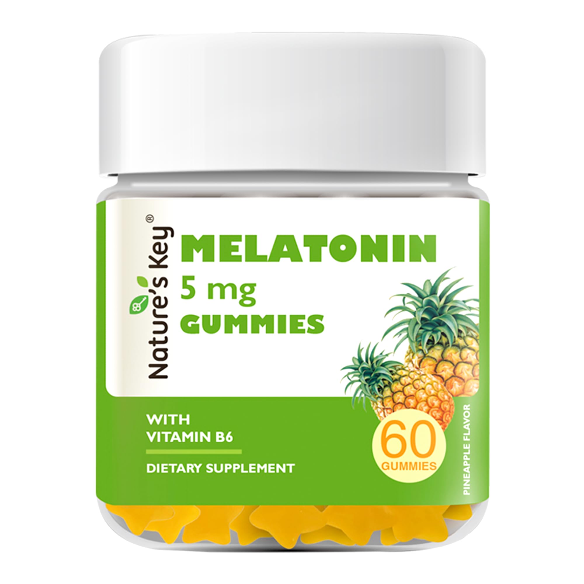 Nature's Key Melatonin Gummies 5mg pineapple flavour front view