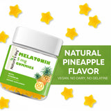 Nature's Key Melatonin Gummies 5mg pineapple flavour with a glass of water