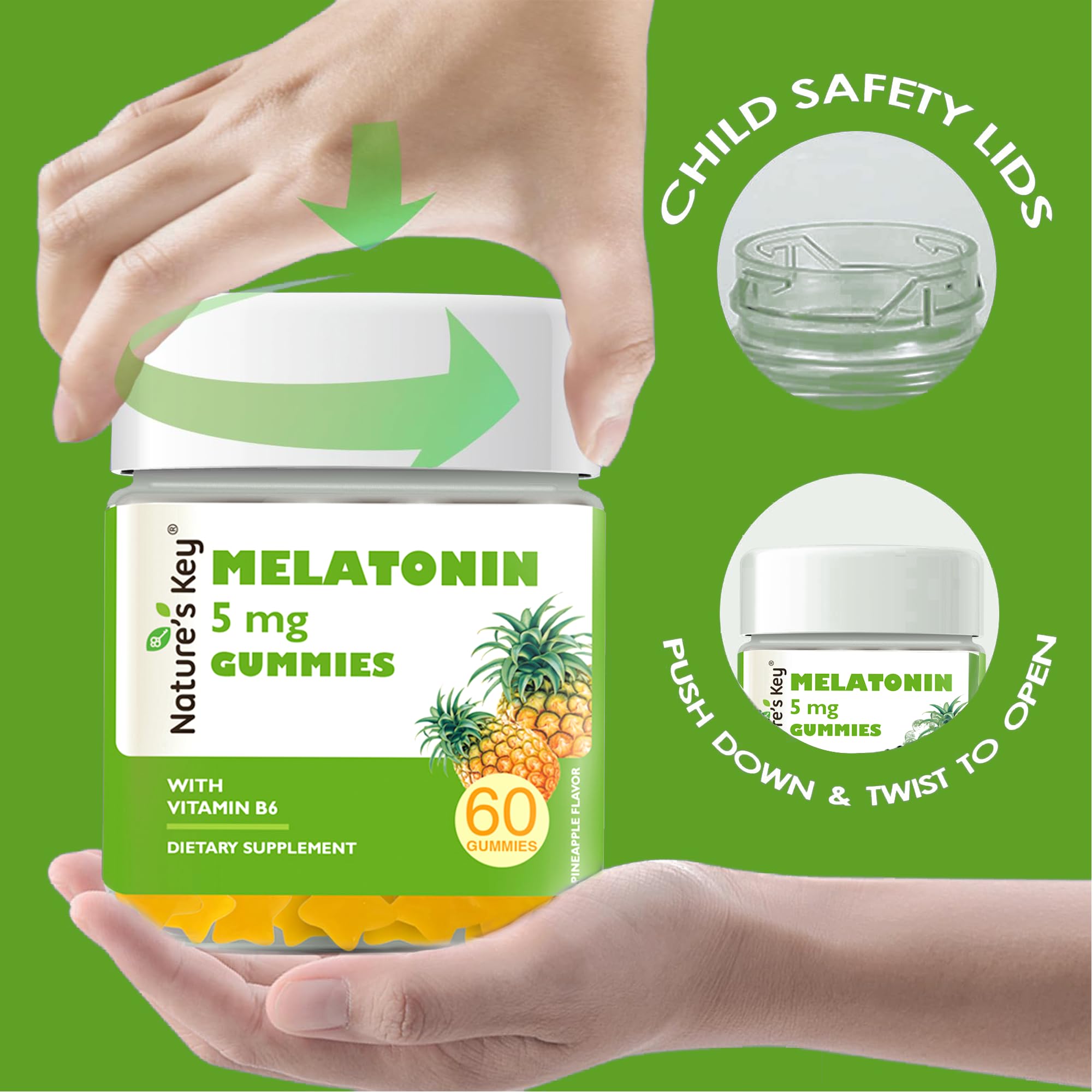 Nature's Key Melatonin Gummies 5mg with Vitamin B6 ingredients list