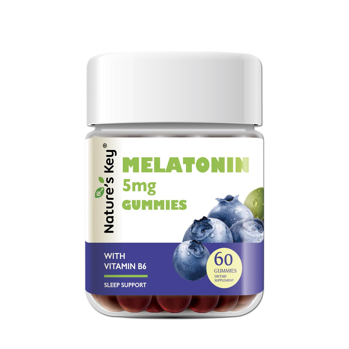 Nature's Key Melatonin Gummies 60 count bottle front view