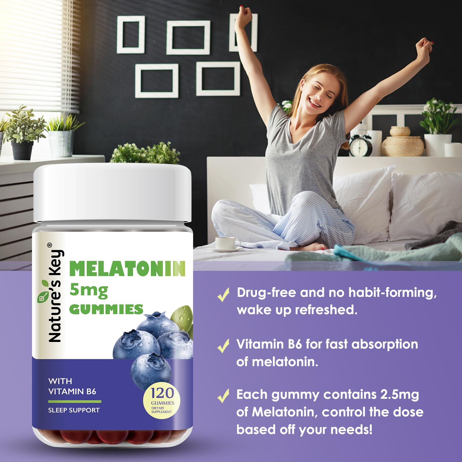 Nature's Key Melatonin Gummies natural pineapple flavour