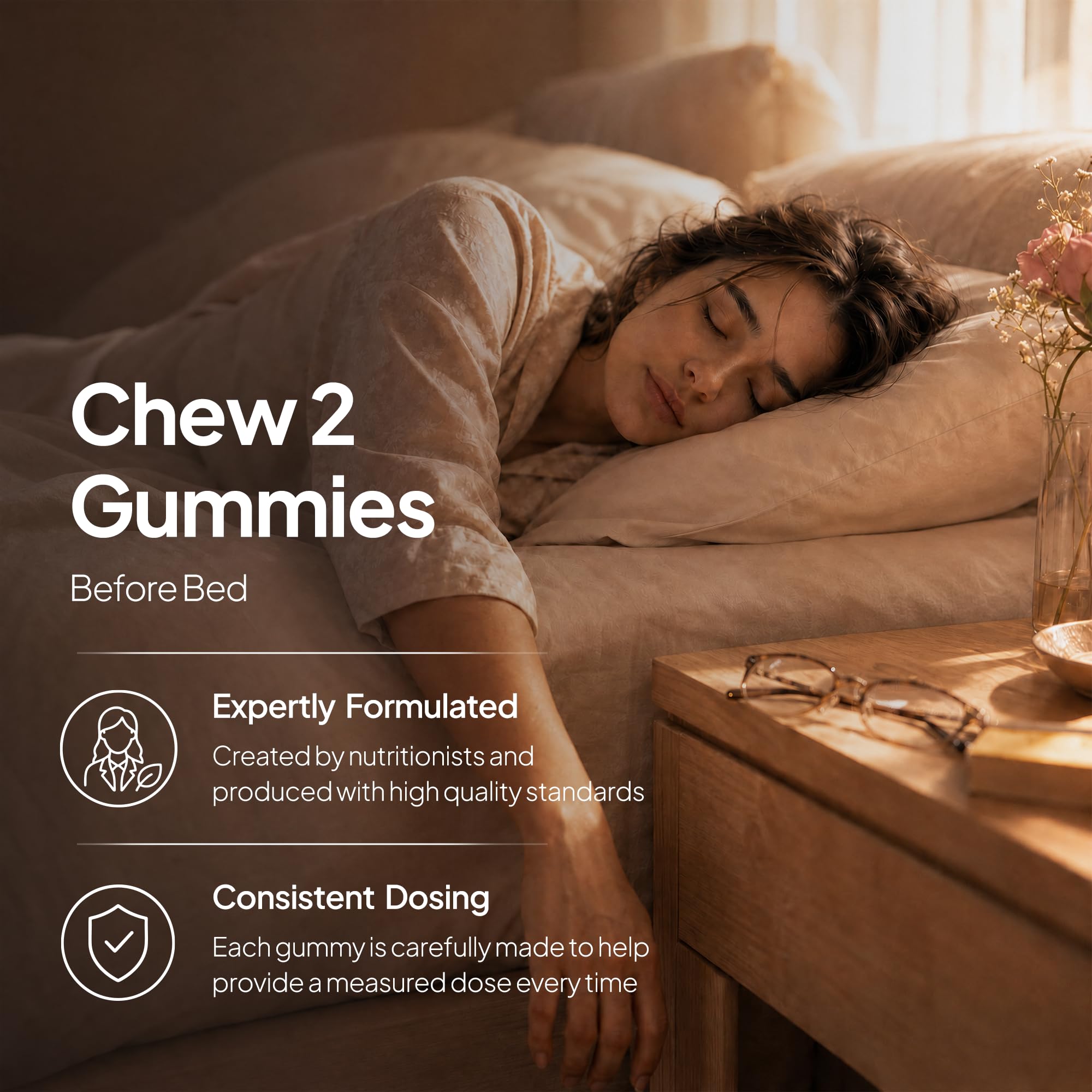 Nature's Key Melatonin Gummies with a glass of water