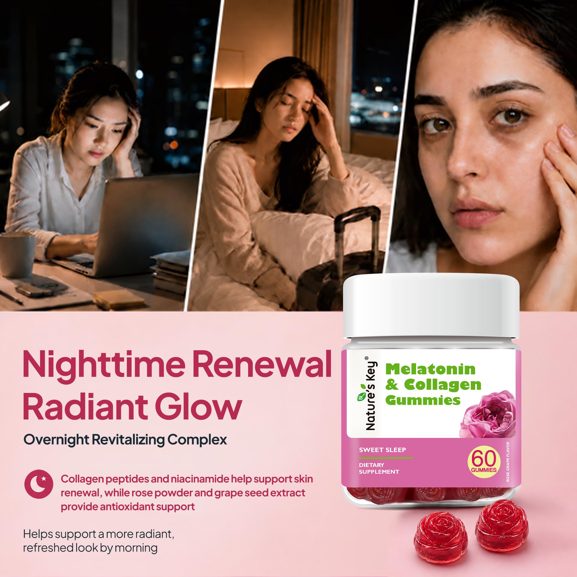 Nature's Key Melatonin Gummies with ingredients list