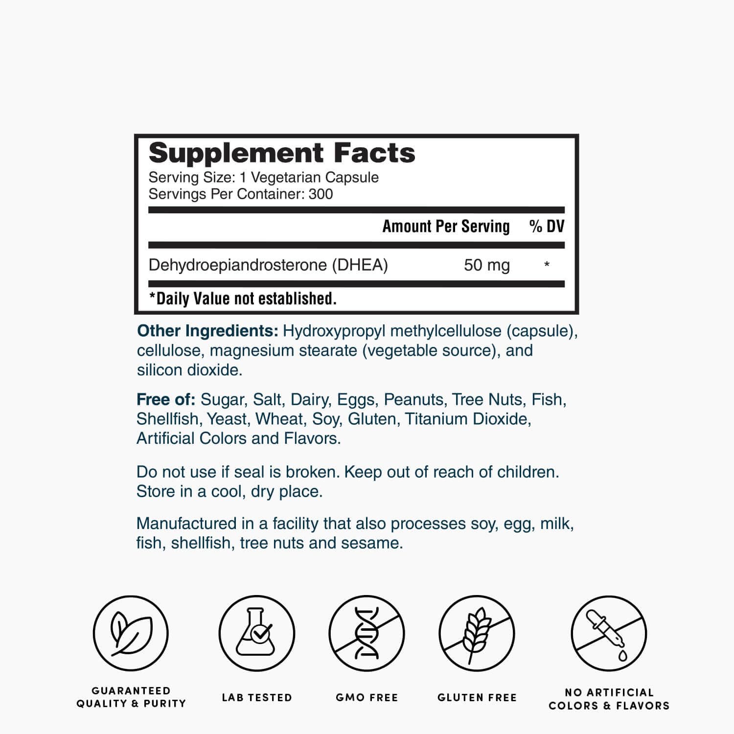 Nature's Lab DHEA Supplement 200g ingredients list