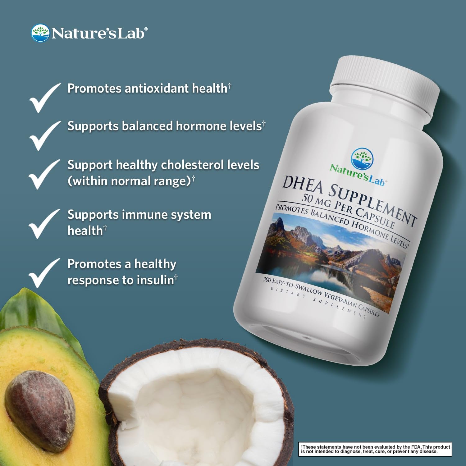 Nature's Lab DHEA Supplement 200g side view