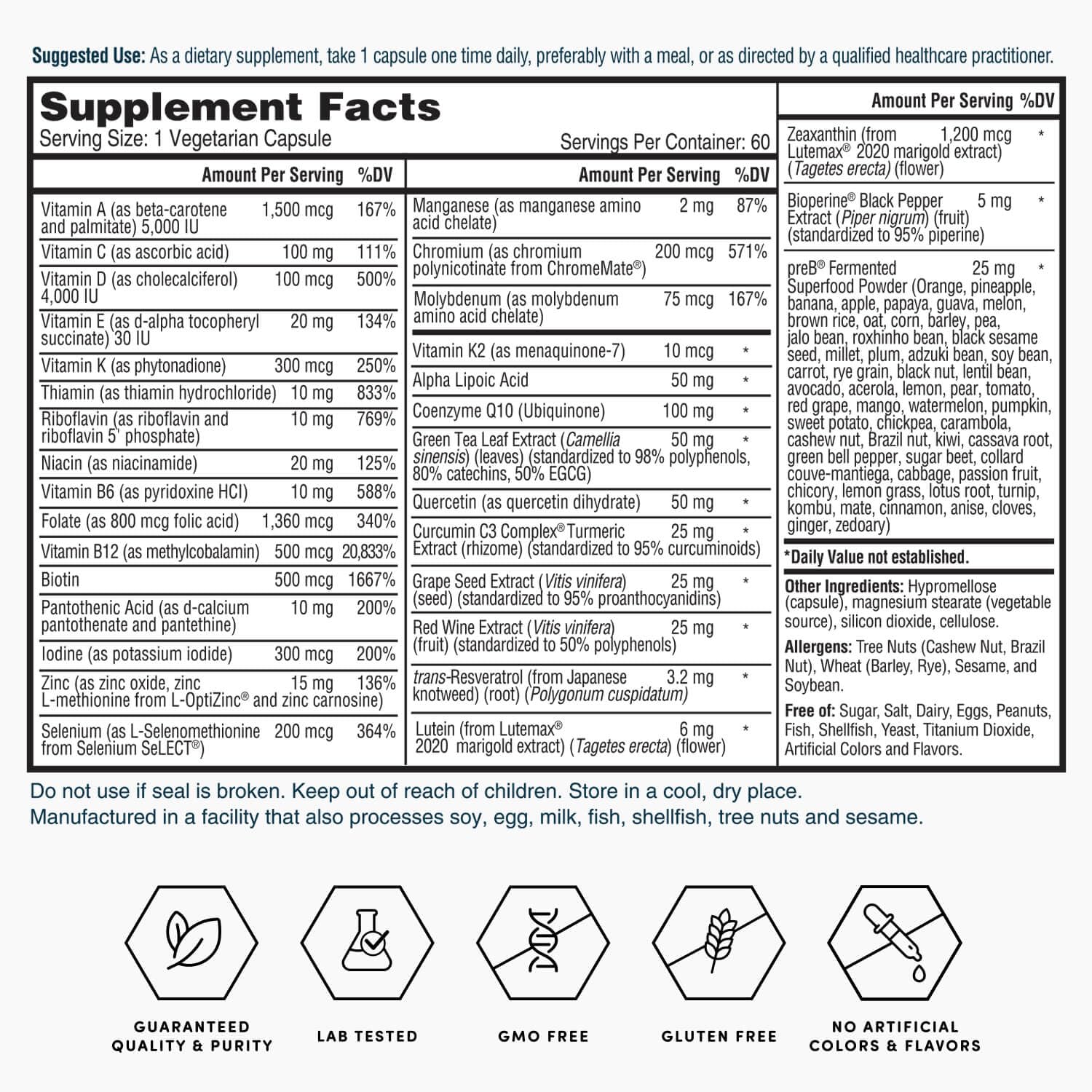 Nature's Lab Gold One Daily Multivitamin side view of packaging