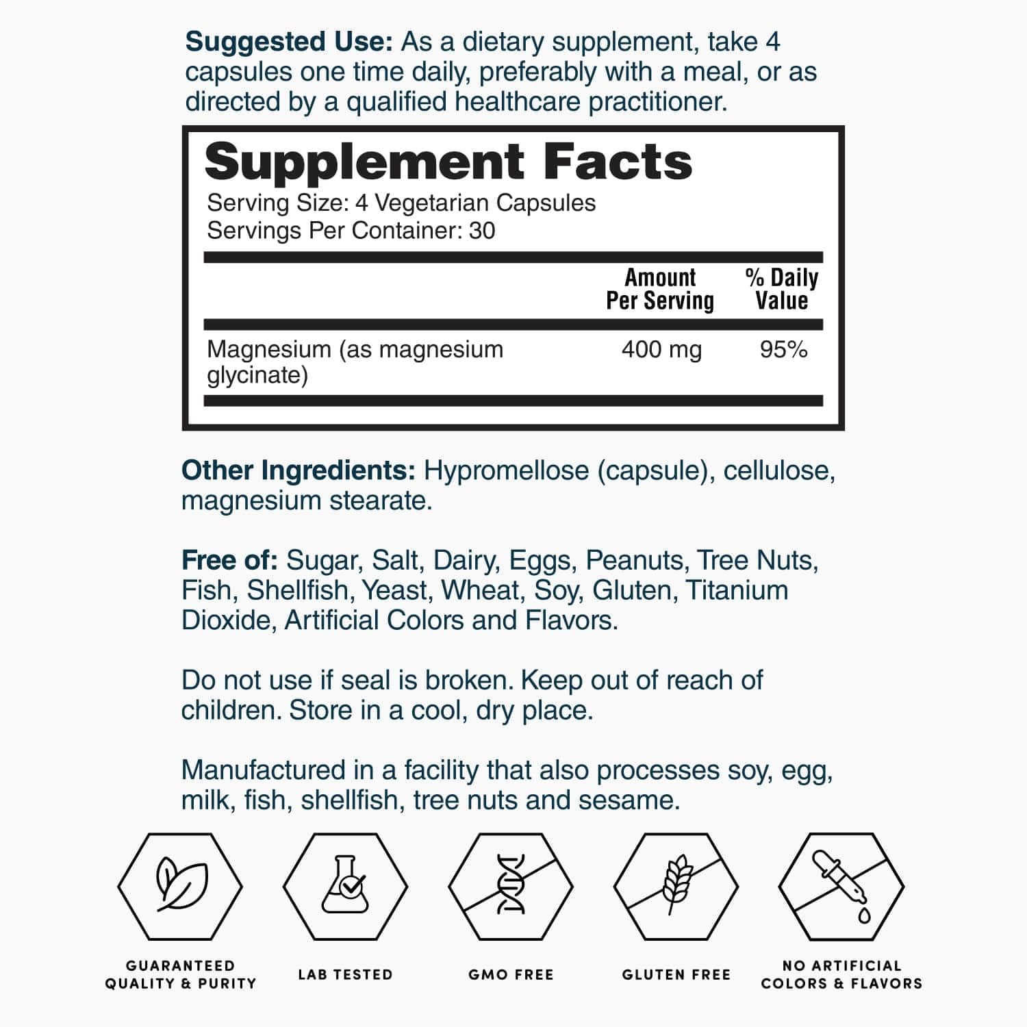 Nature's Lab Magnesium Glycinate 141g capsule close-up
