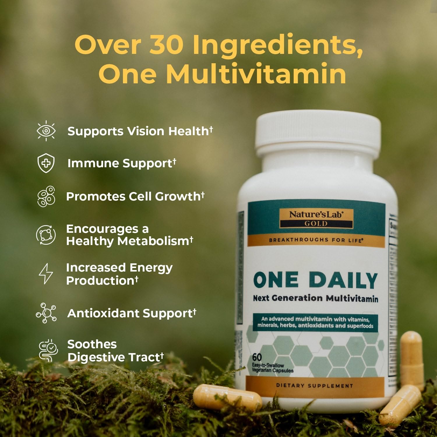 Nature's Lab One Daily Multivitamin capsule close-up