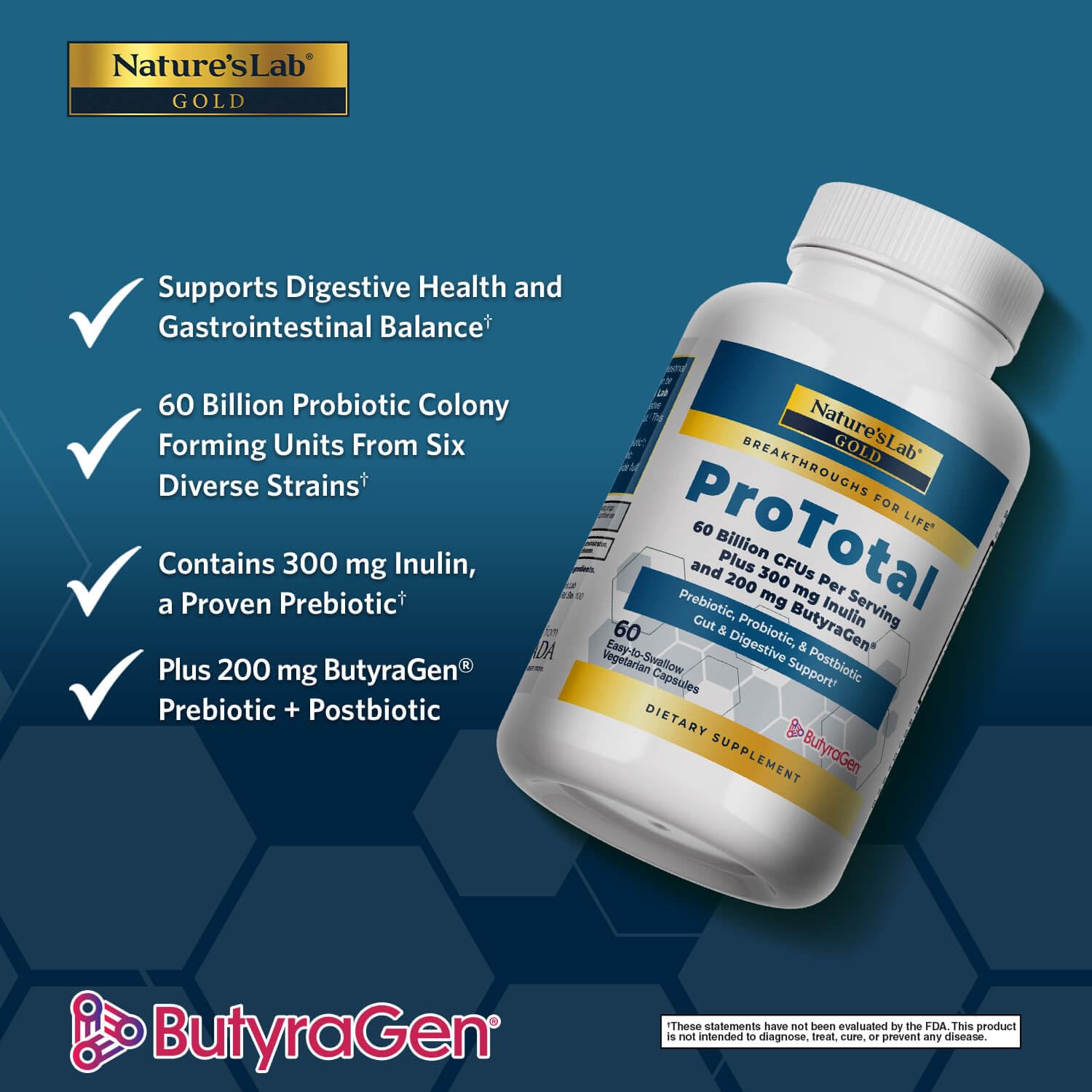 Nature's Lab Probiotic Supplement 60 Billion CFU side view